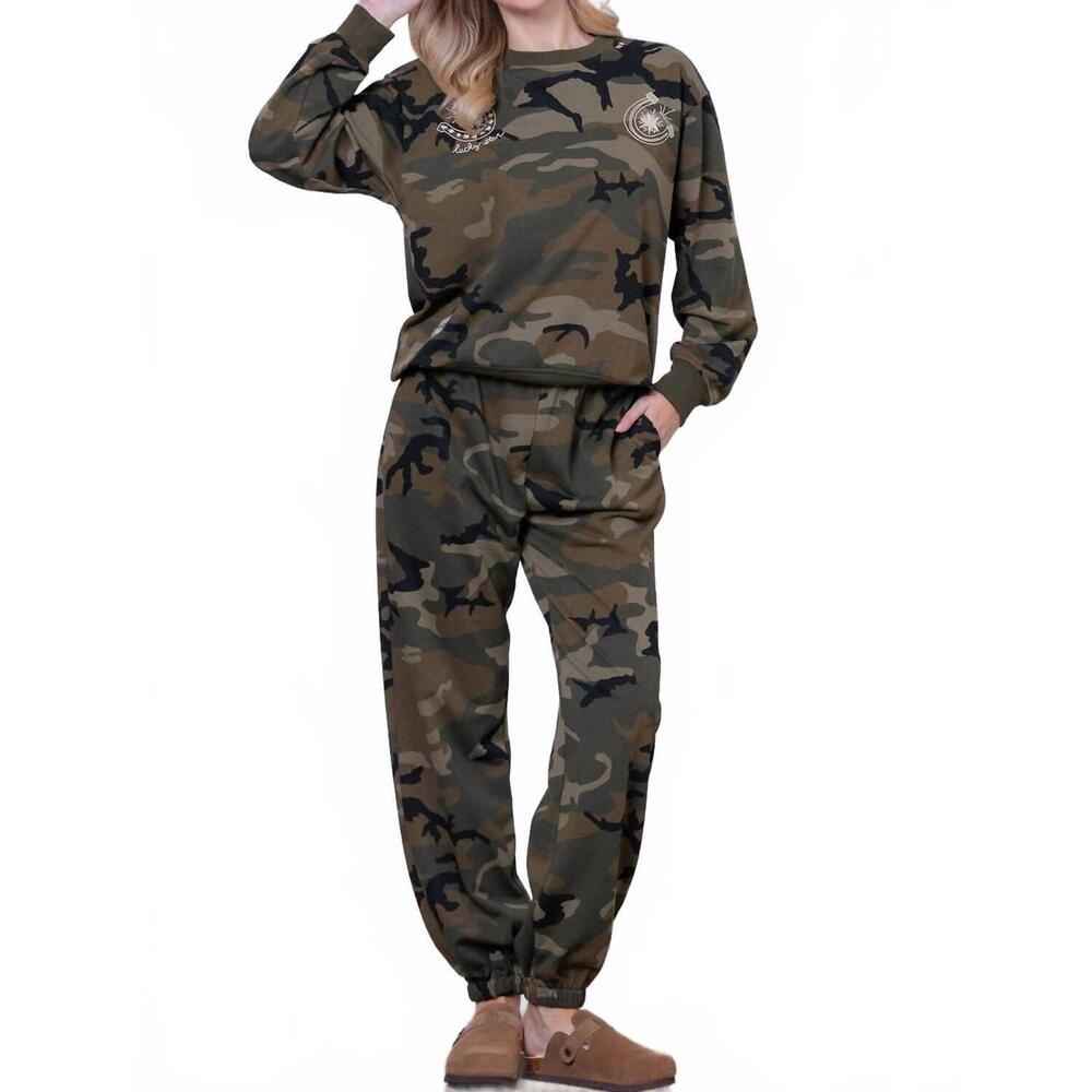 NEW TAELYNN printed embroidery sweatshirt in camo